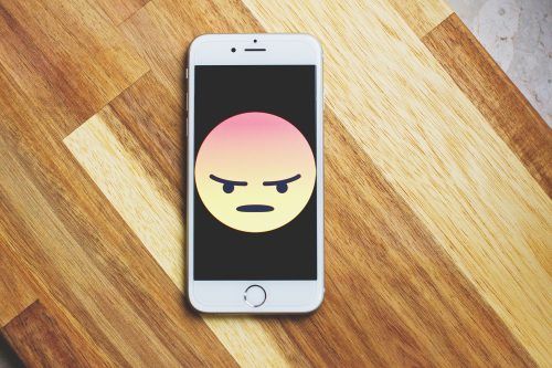 Apple Phone (Iphone) Displaying Angry Face